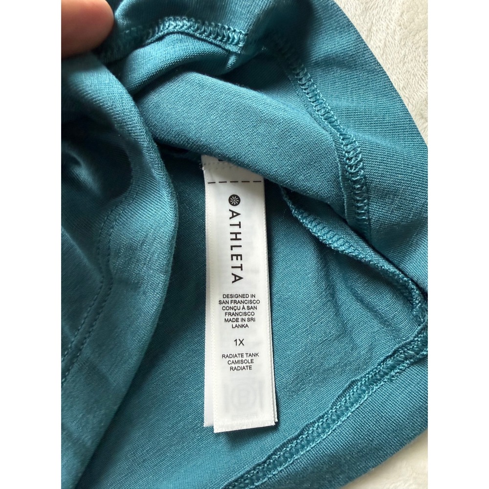 Athleta Radiate Tank Top Teal Blue Side Knot Cinch Activewear Womens 1X - Picture 7 of 9